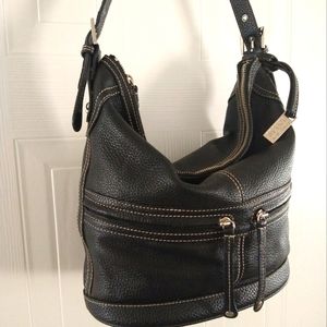 Maxx New York Black Pebble leather bucket hobo bag